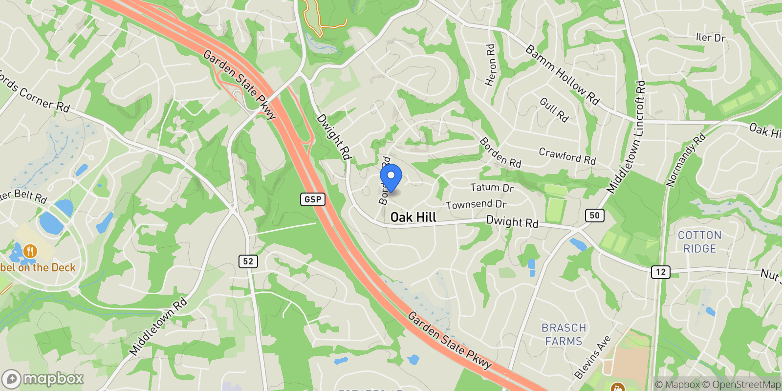 Map showing 234 Borden Road, Middletown, NJ 07748, North Middletown, New Jersey, United States.