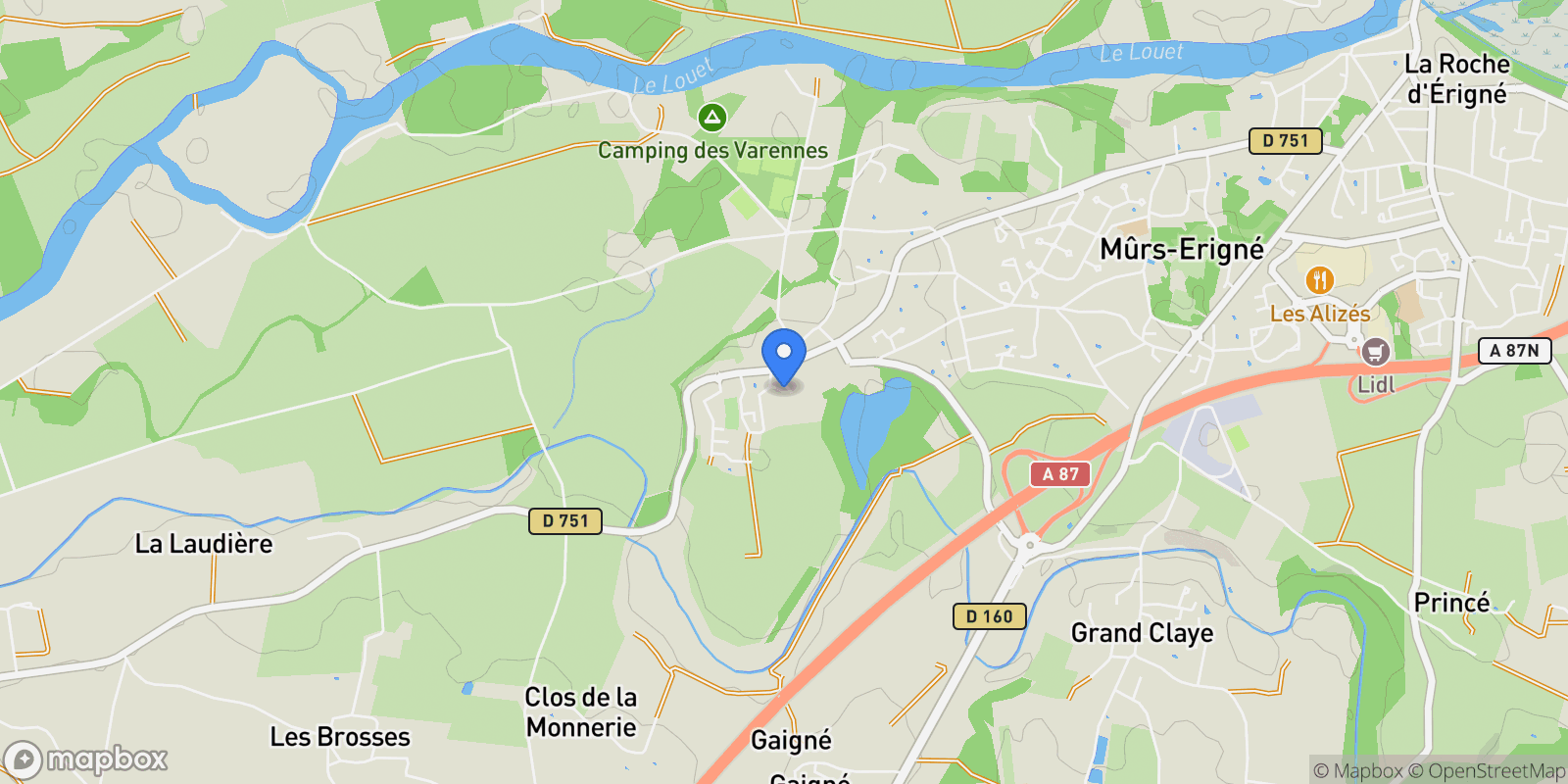 Map showing Mûrs-Erigné, Pays de la Loire, France.