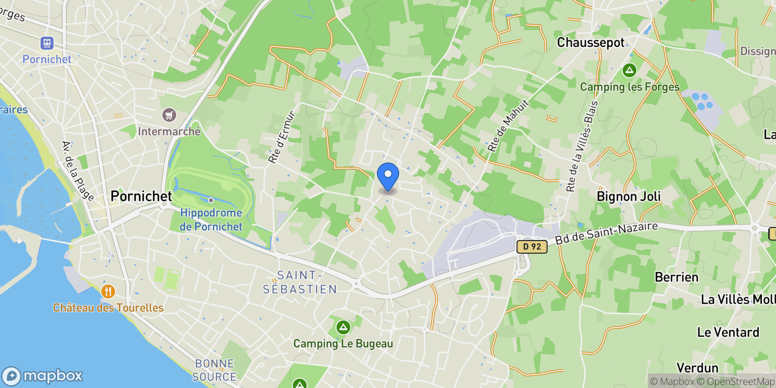 Map showing Pornichet, Pays de la Loire, France.