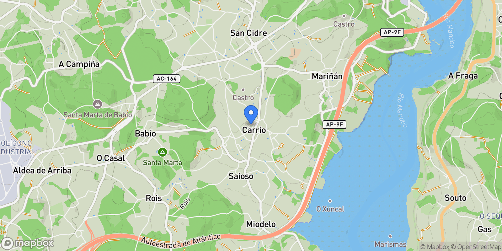 Map showing La coruña, Galicia, Bergondo, Bergondo, Spain.