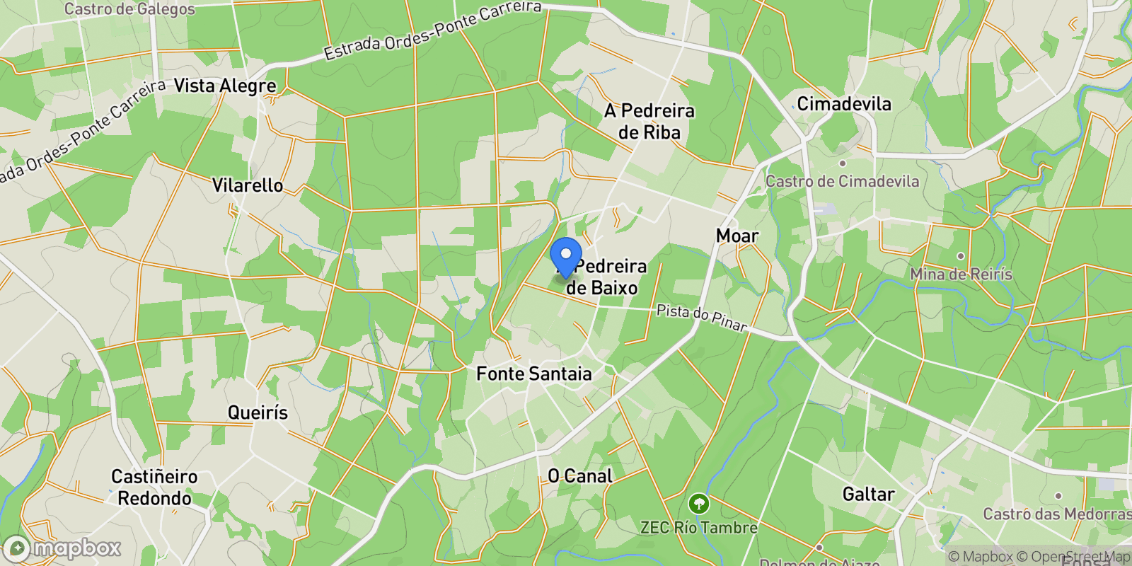 Map showing Galicia, Frades, Galicia, Spain.