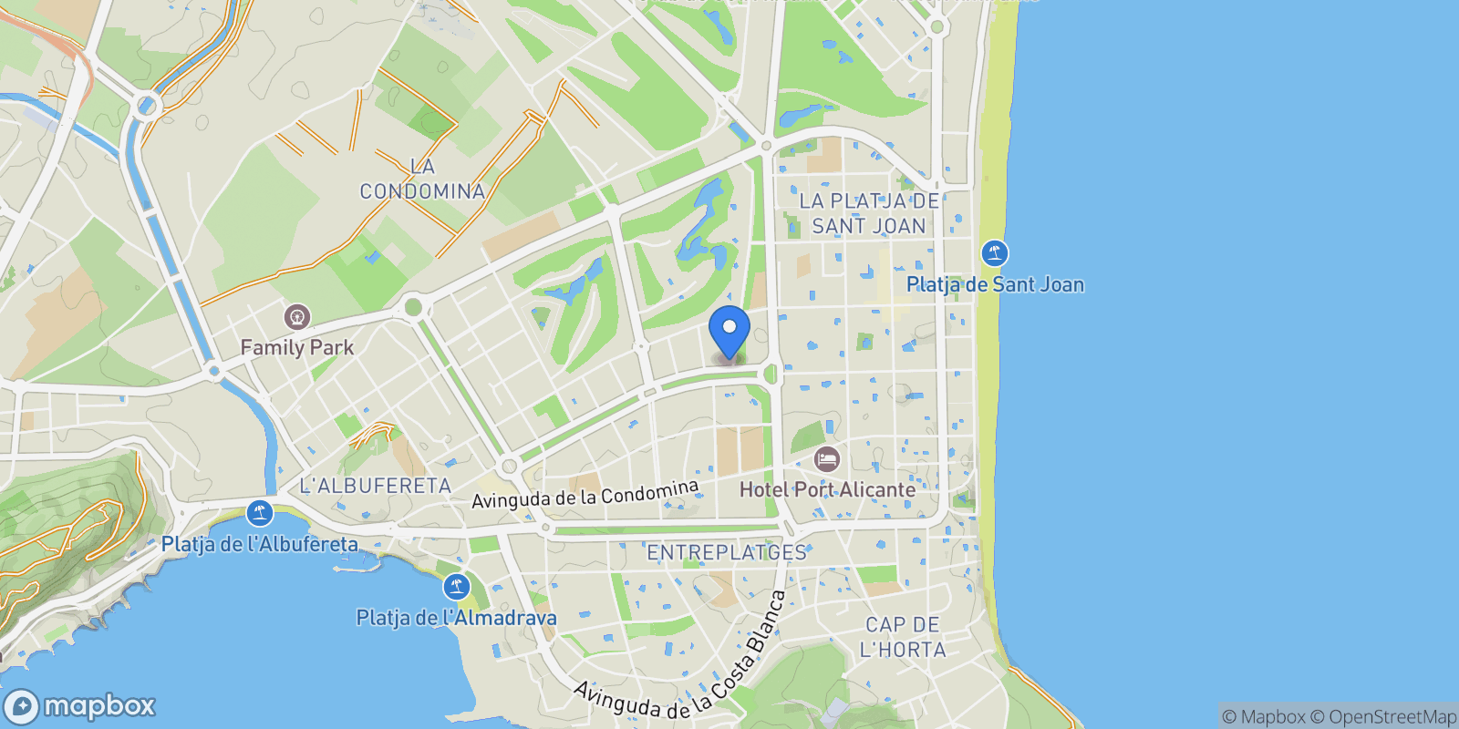 Map showing Alicante, Communidad Valencia, San Juan Playa, Alicante, Valencian Community.