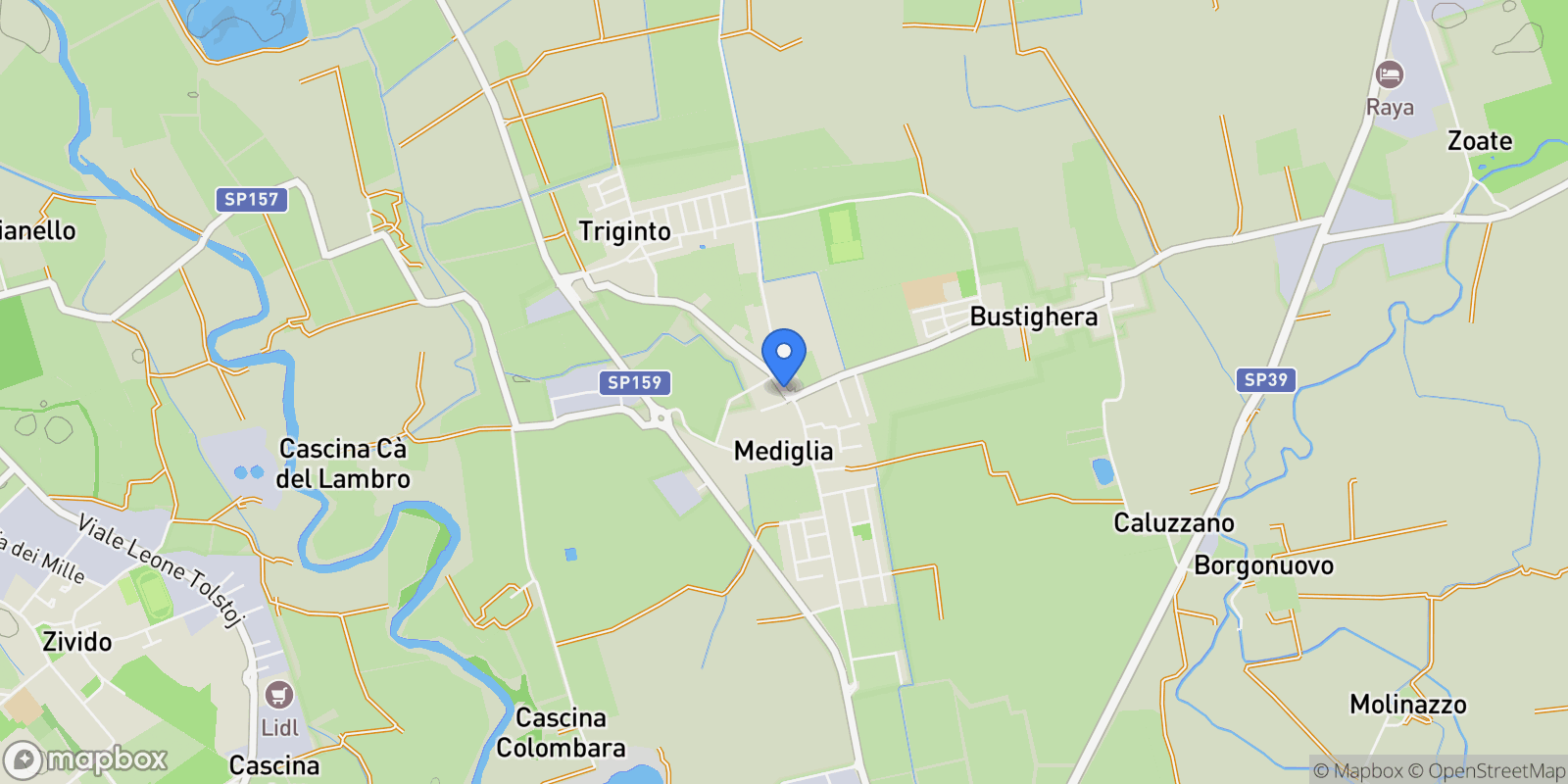 Map showing Via Roma 47, Mediglia, Lombardy, Italy.