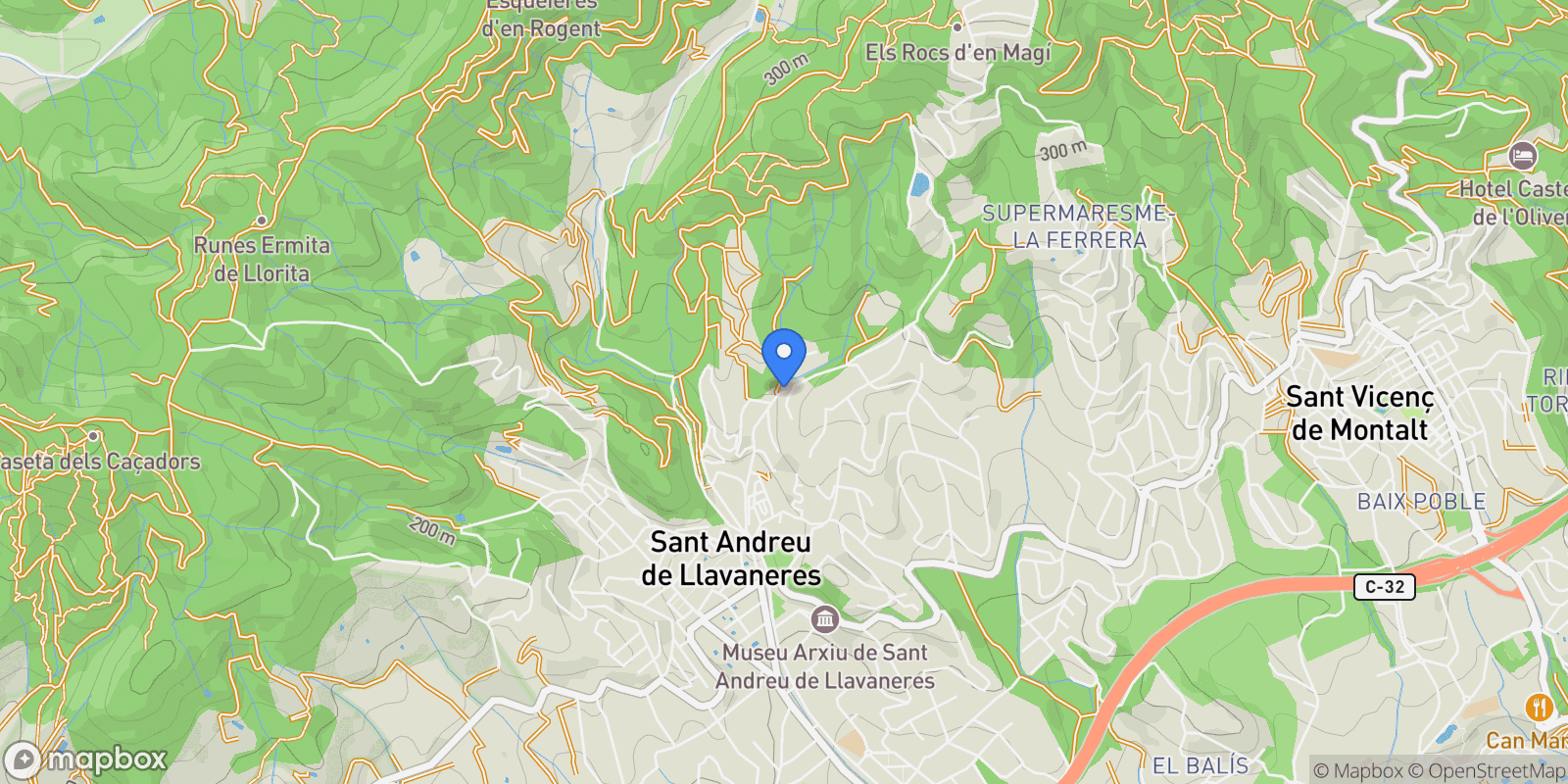 Map showing Maresme, Catalonia, Sant Andreu de Llavaneres, Catalonia, Spain.