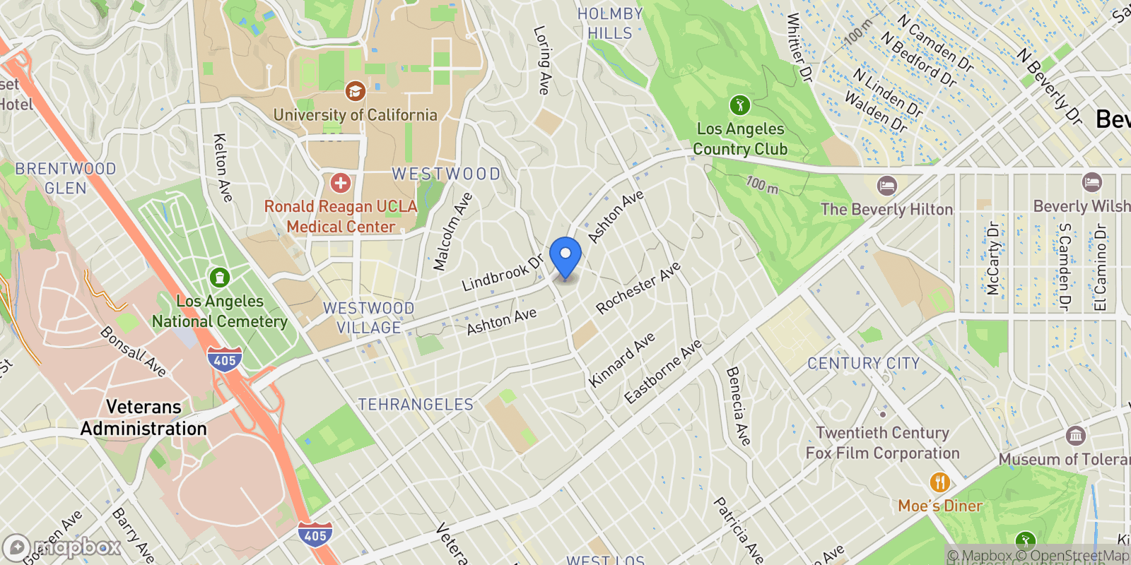 Map showing 10580 Wilshire Boulevard 45, Los Angeles, California, United States.