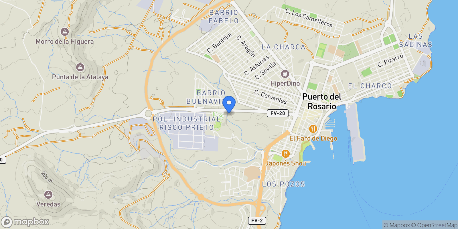 Map showing Canary Islands, Puerto del Rosario, Canary Islands, Spain.
