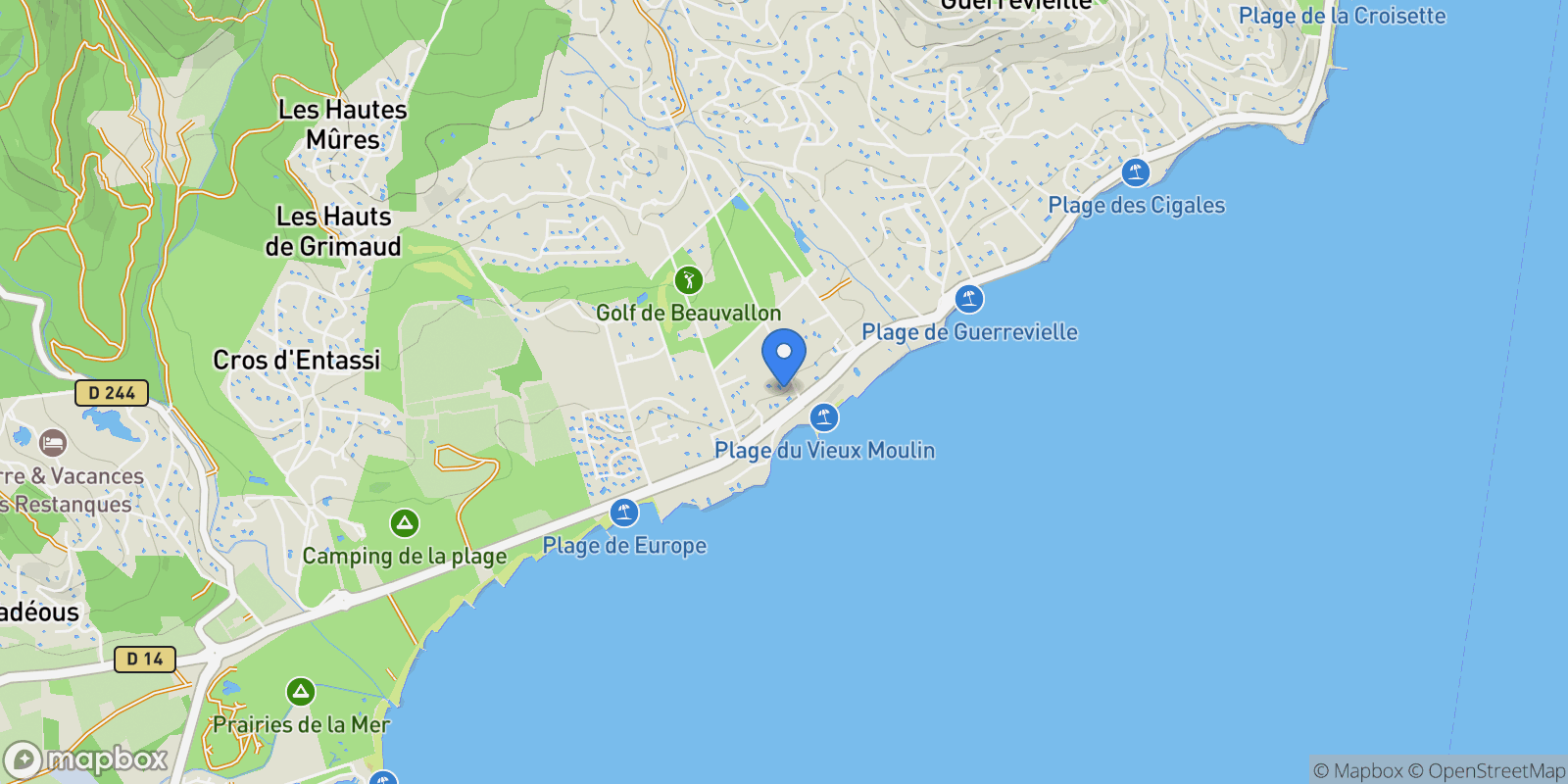 Map showing Grimaud, Provence-Alpes-Côte d'Azur, France.