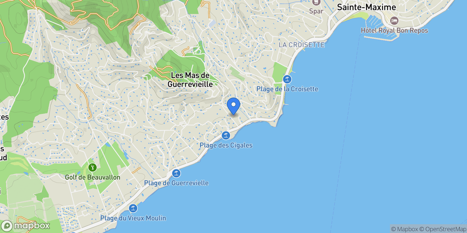 Map showing Grimaud, Provence-Alpes-Côte d'Azur, France.