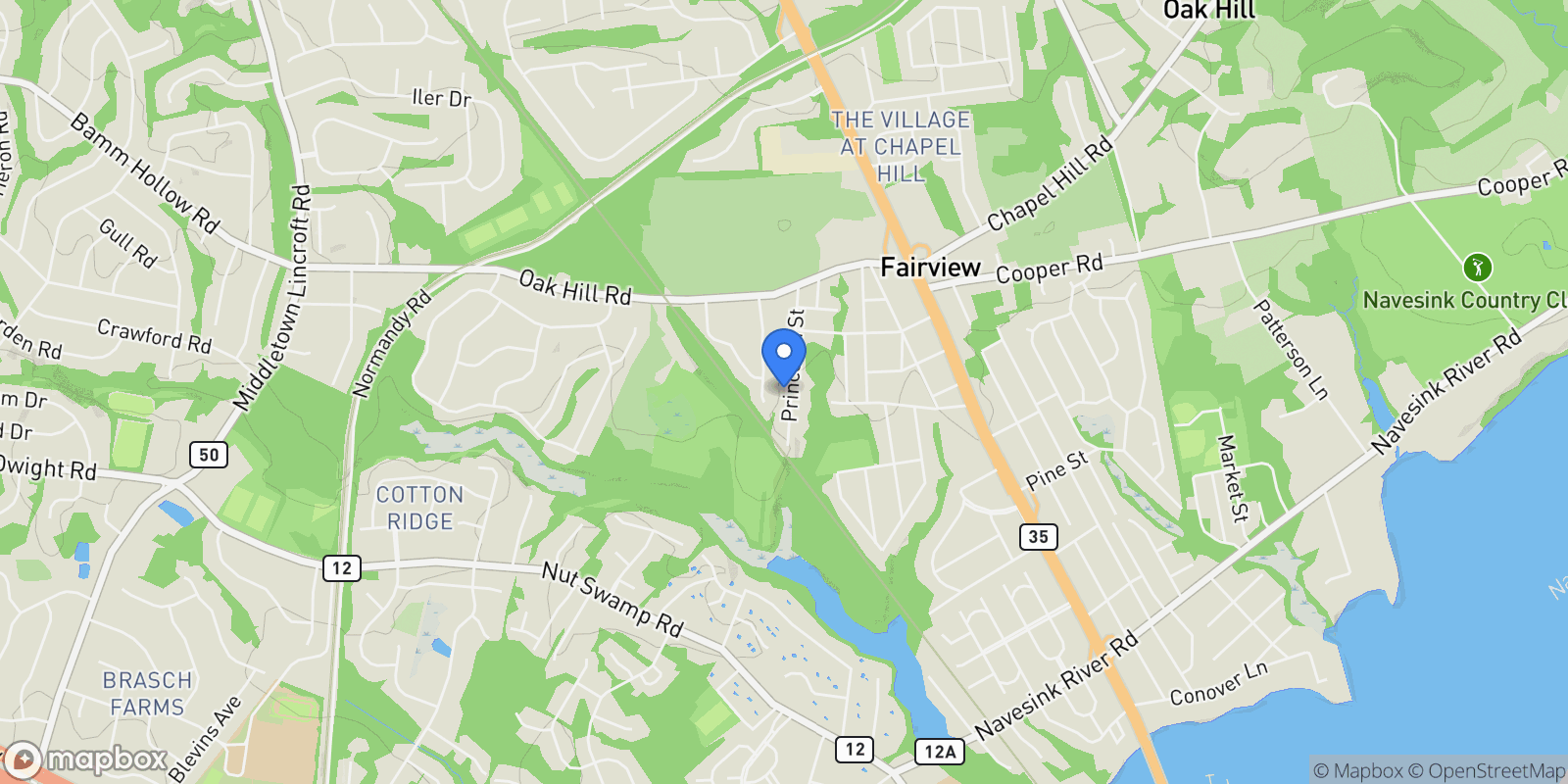 Map showing 24 Princeton Street, Red Bank, NJ 07701, Red Bank, New Jersey, United States.