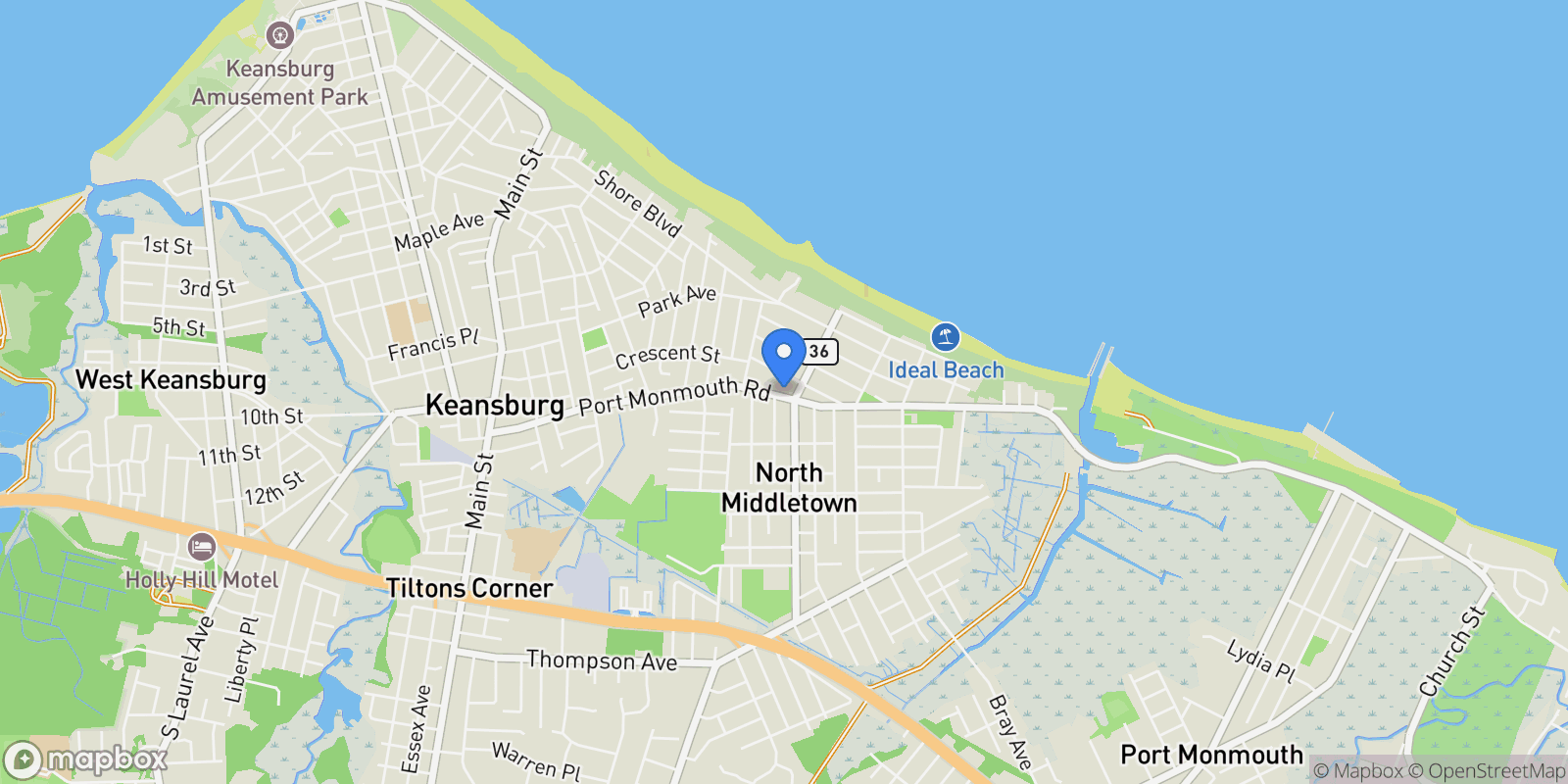 Map showing 289 Port Monmouth Road, North Middletown, NJ 07748, North Middletown, New Jersey, United States.
