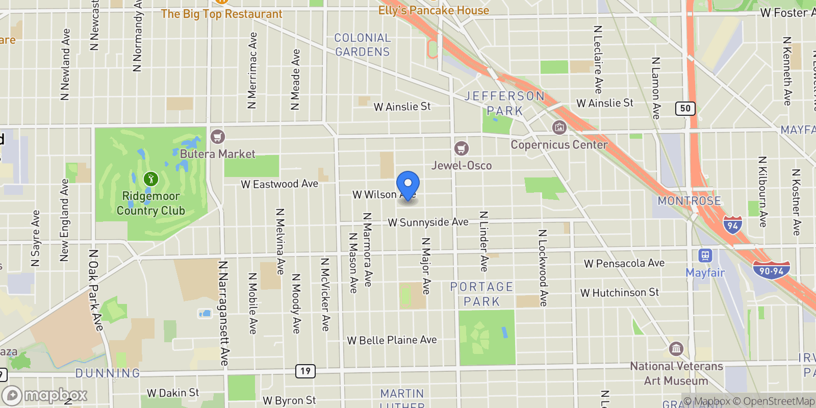 Map showing 5738 W Windsor Avenue, Chicago, IL 60630, Chicago, Illinois, United States.