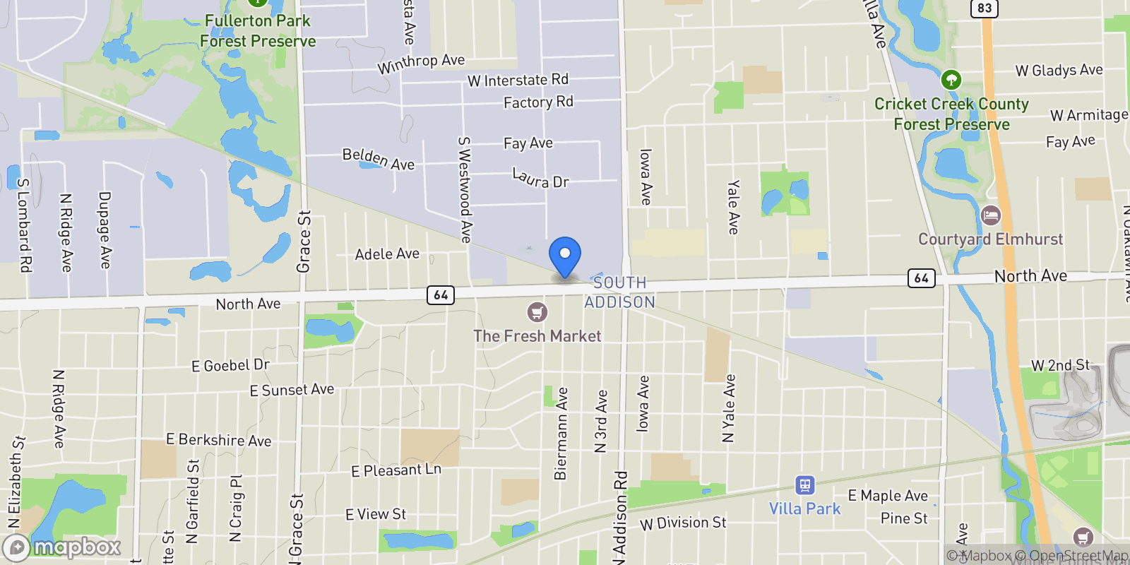 Map showing 18W570 W North Avenue, Villa Park, IL 60181, Villa Park, Illinois, United States.