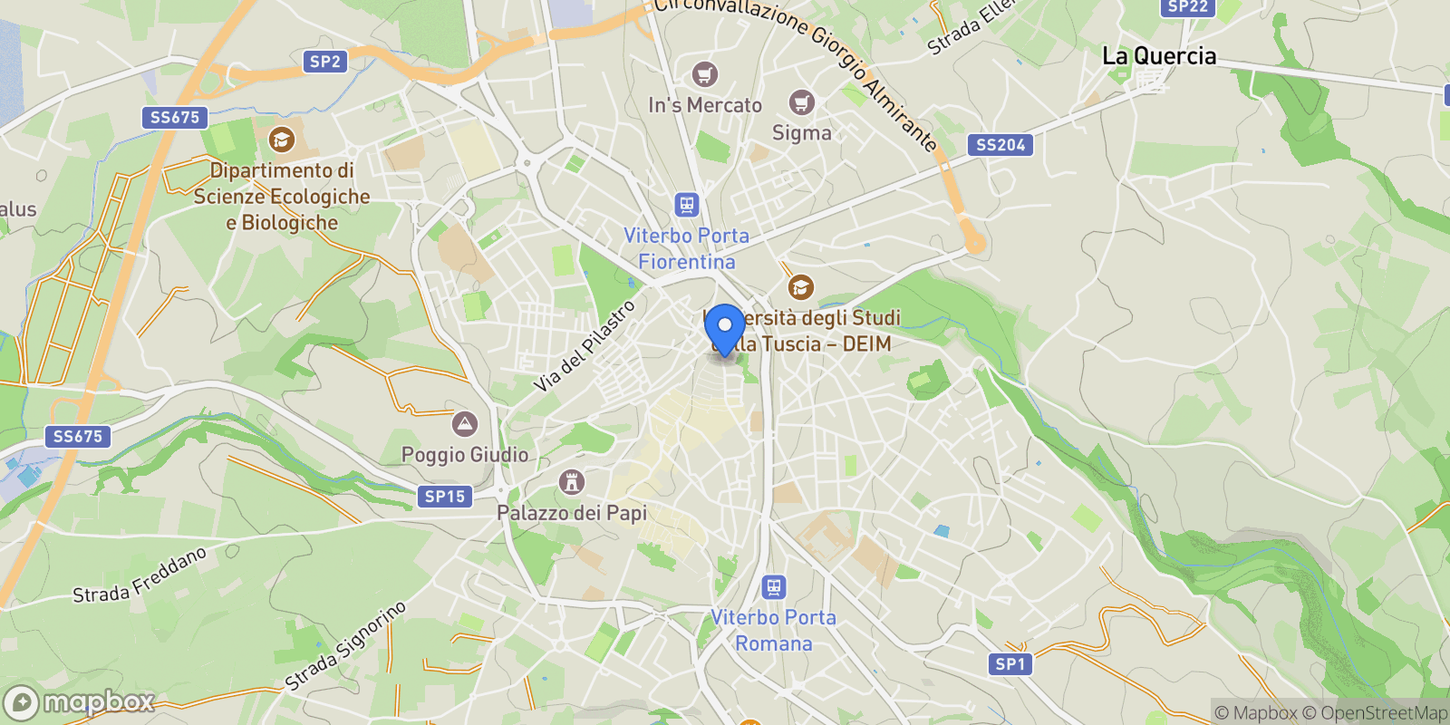 Map showing Via Giuseppe Mazzini, Viterbo, Lazio, Viterbo, Lazio, Italy.