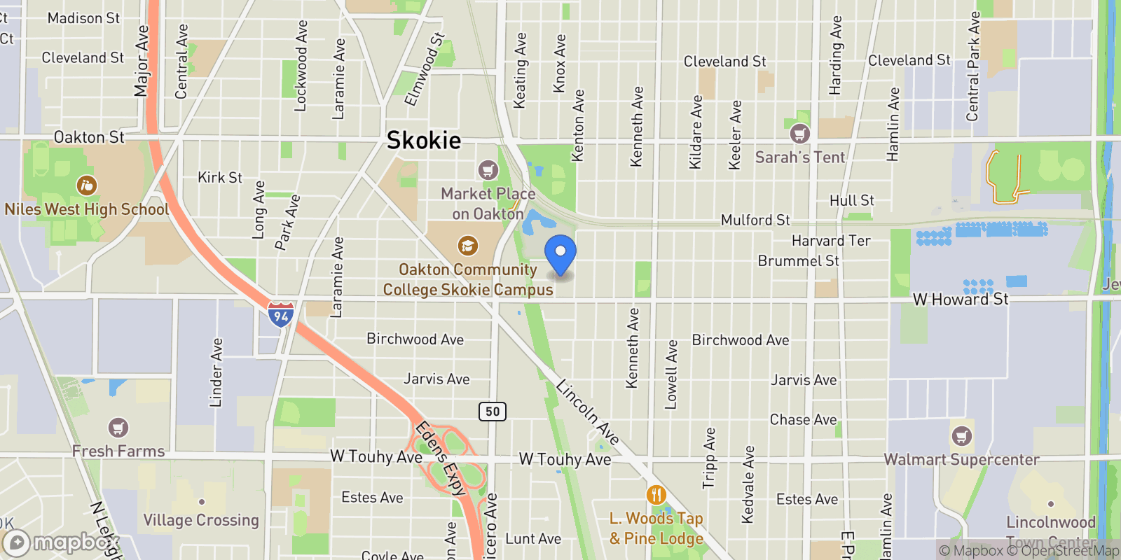 Map showing 7631 N Knox Avenue, Skokie, IL 60076, Skokie, Illinois, United States.