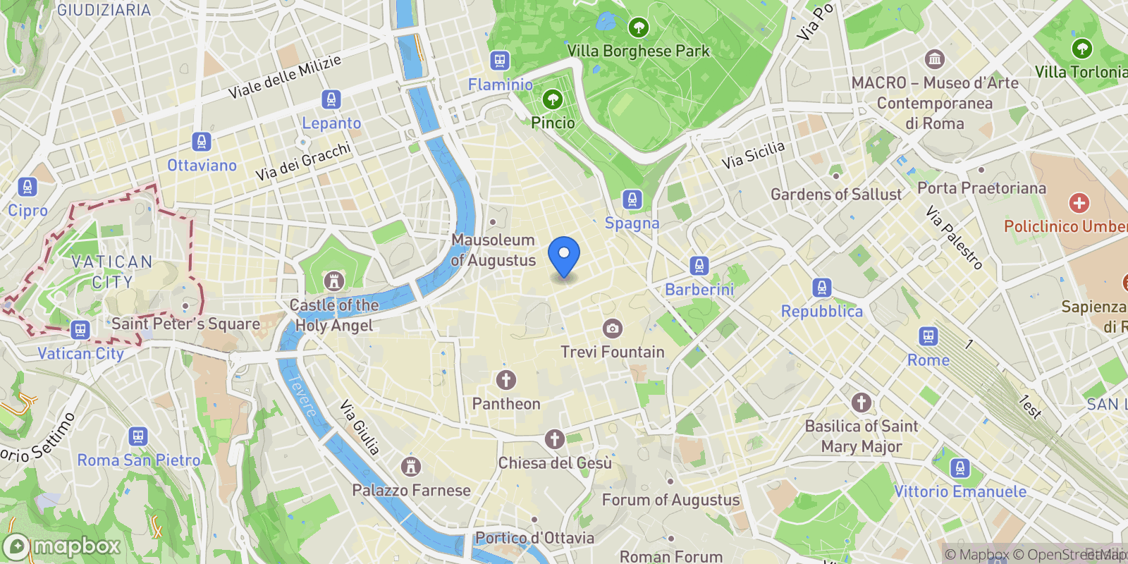 Map showing piazza san silvestro, Lazio, Rome, Lazio, Italy.