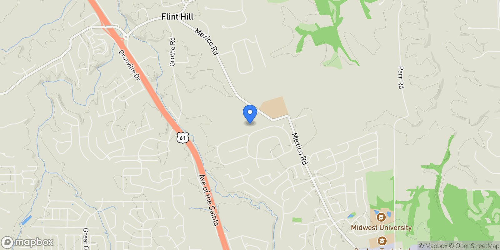 Map showing 570 Mexico Road, Wentzville, MO 63385, Wentzville, Missouri, United States.