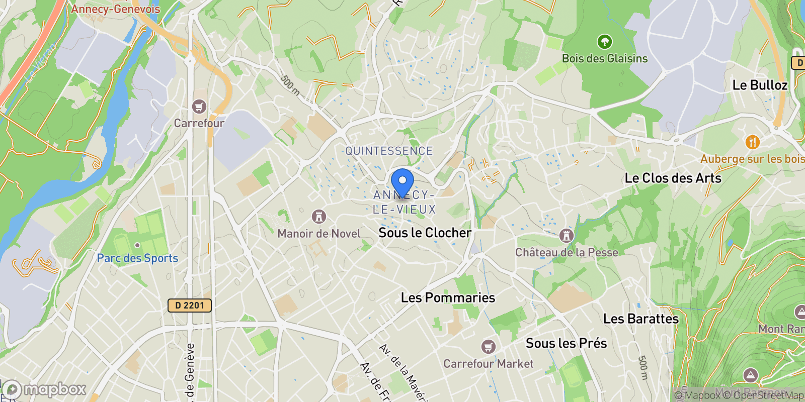 Map showing Annecy, Auvergne-Rhône-Alpes, France.