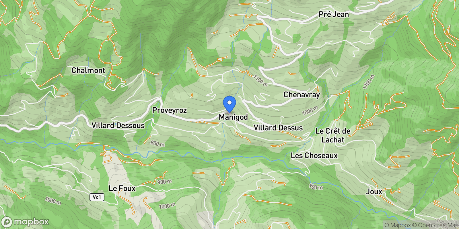 Map showing Manigod, Auvergne-Rhône-Alpes, France.
