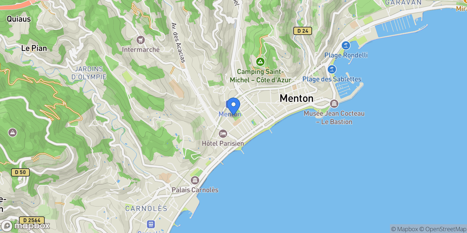 Map showing Menton, Provence-Alpes-Côte d'Azur, France.