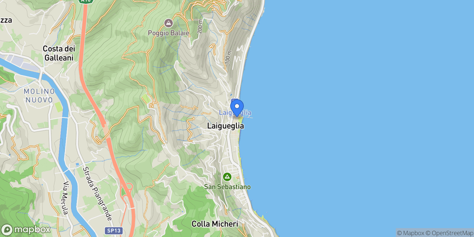 Map showing Laigueglia, Liguria, Italy.