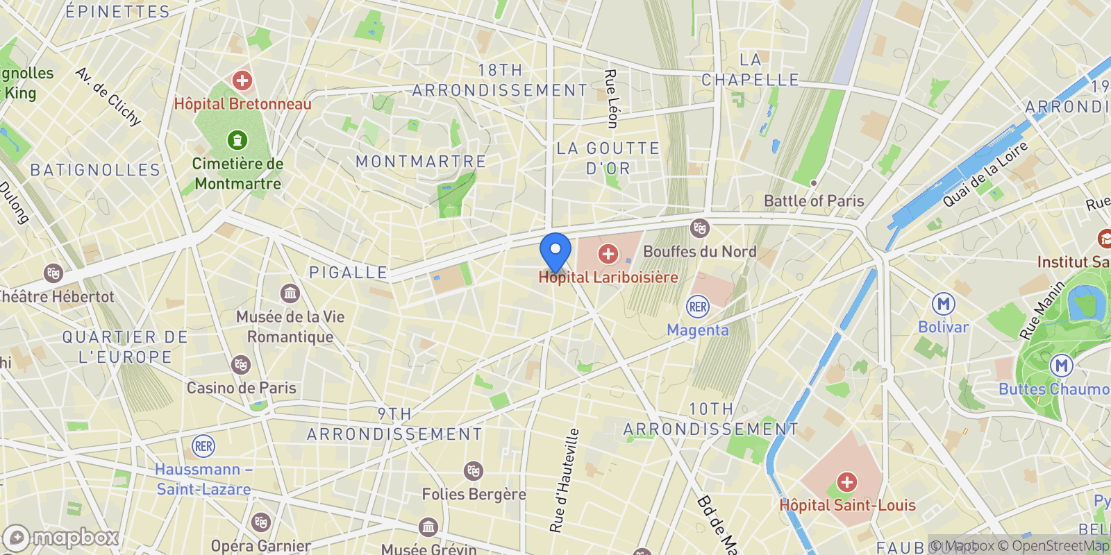 Map showing Paris, Île-de-France, France.