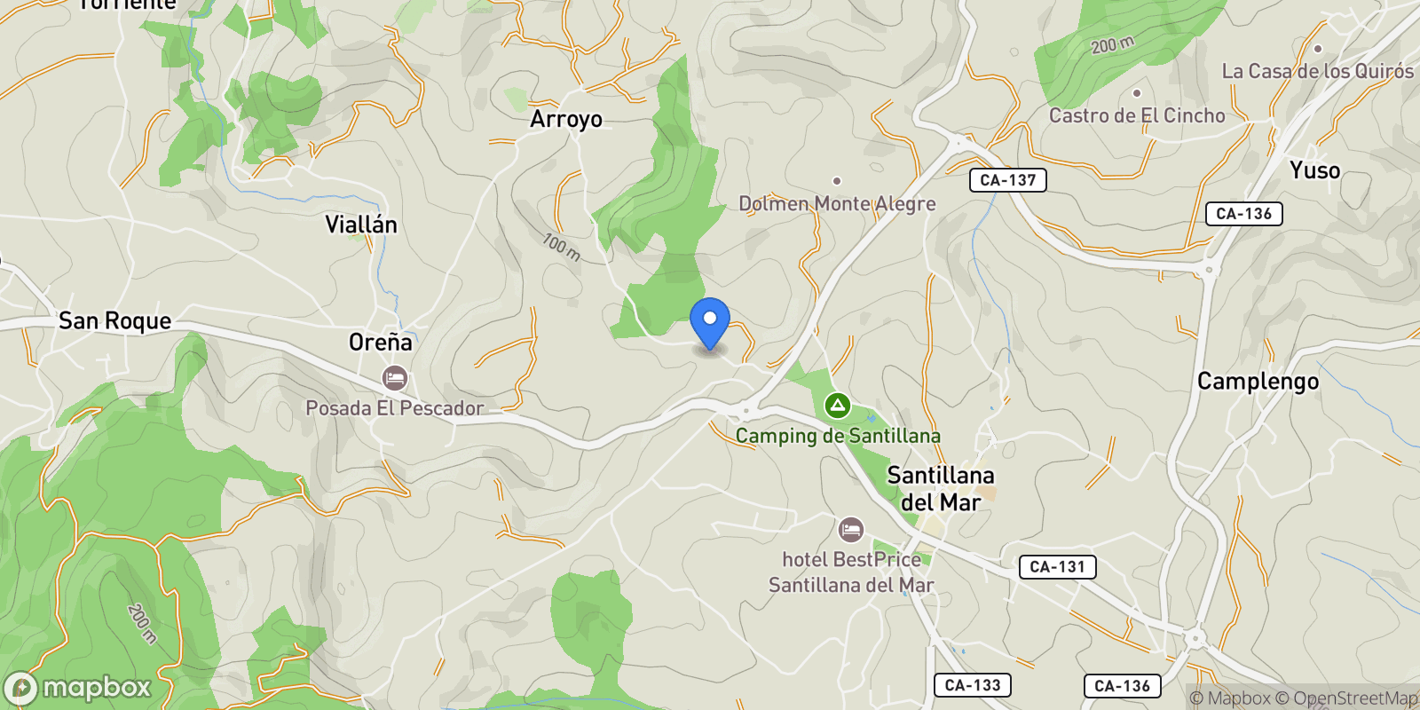 Map showing Costa de cantabria, Santillana del Mar, CANTABRIA, Santillana del Mar, Santillana del Mar, Cantabria, Spain.