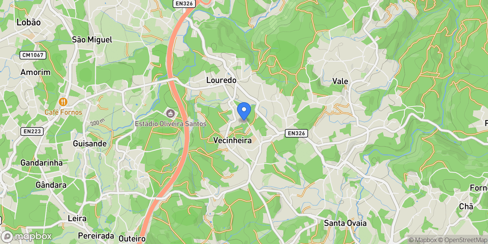 Map showing Lobao, Giao, Louredo e Guisande, Aveiro District, Portugal.
