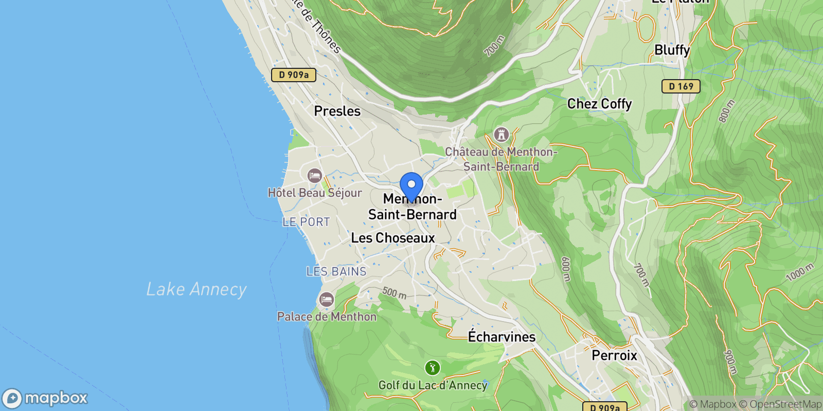 Map showing Menthon-Saint-Bernard, Auvergne-Rhône-Alpes, France.