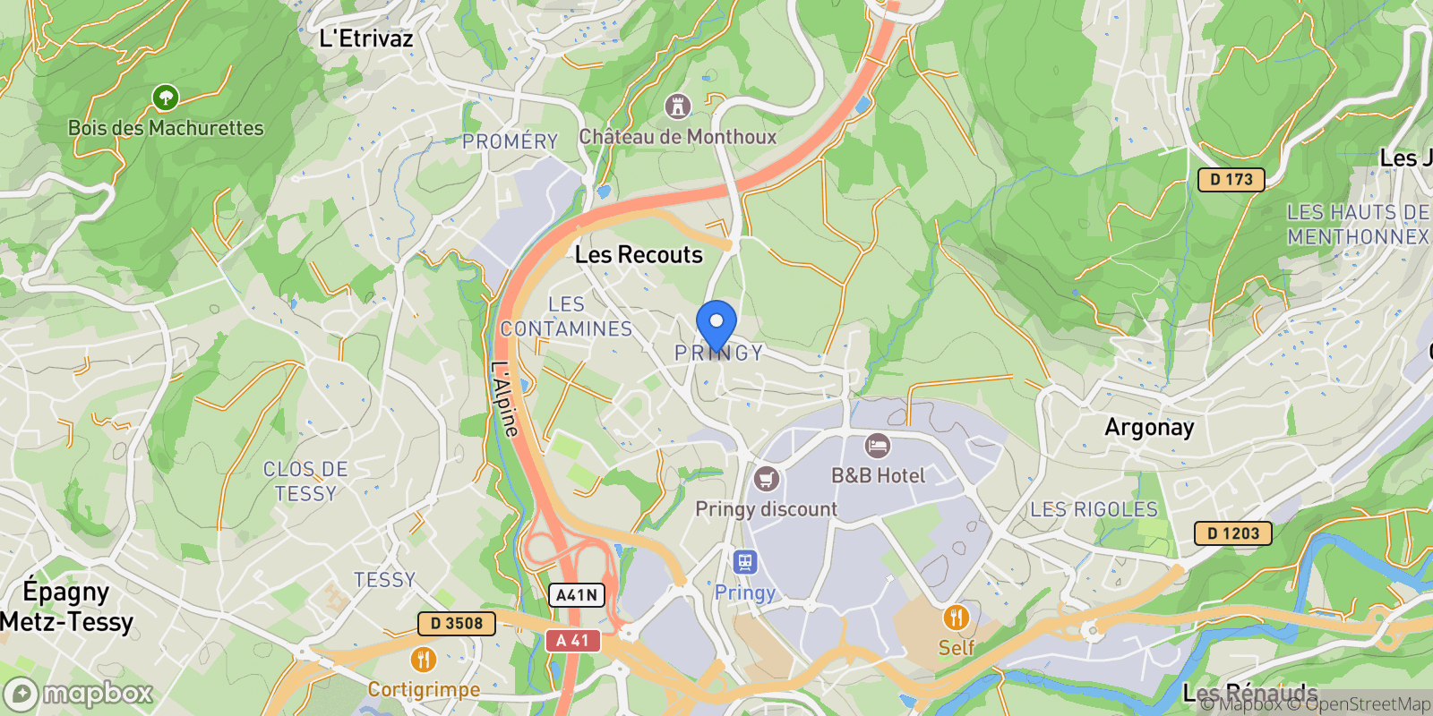 Map showing Annecy, Auvergne-Rhône-Alpes, France.