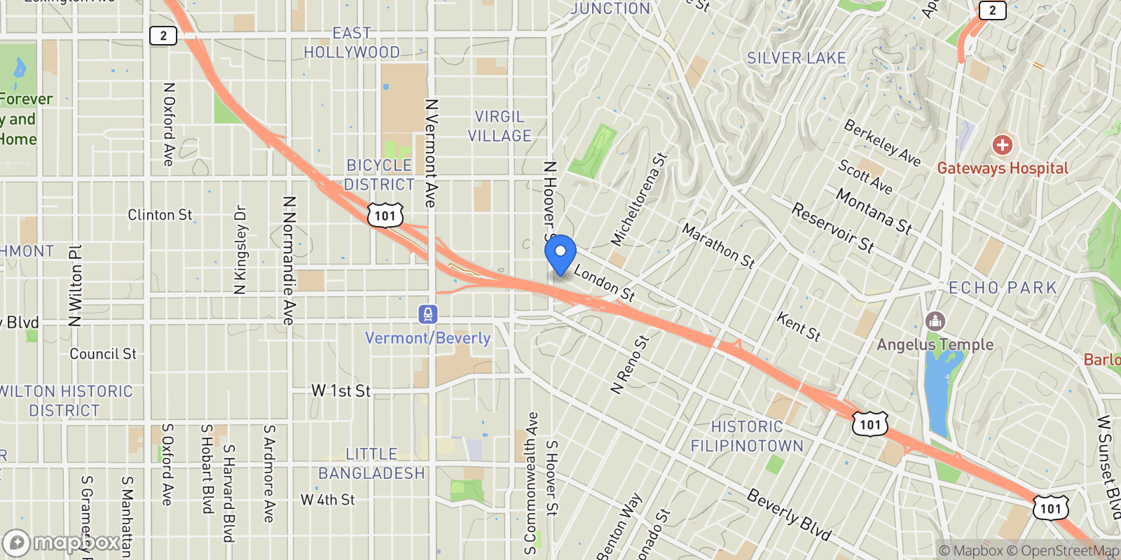 Map showing 3456 Plata Street, Los Angeles, California, United States.