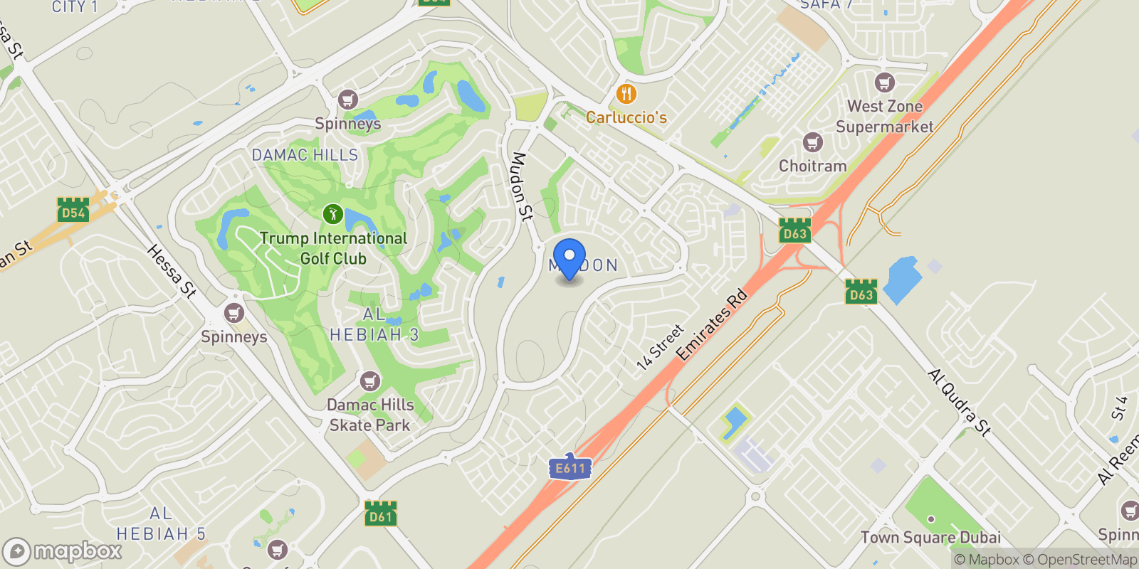 Map showing Dubai, Mudon Views, Dubai, Dubai, United Arab Emirates.
