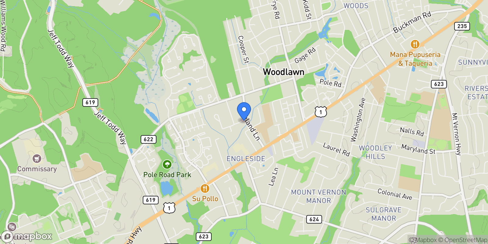 Map showing 5005 Rosemont Avenue, Alexandria, VA 22309, Mount Vernon, Virginia, United States.