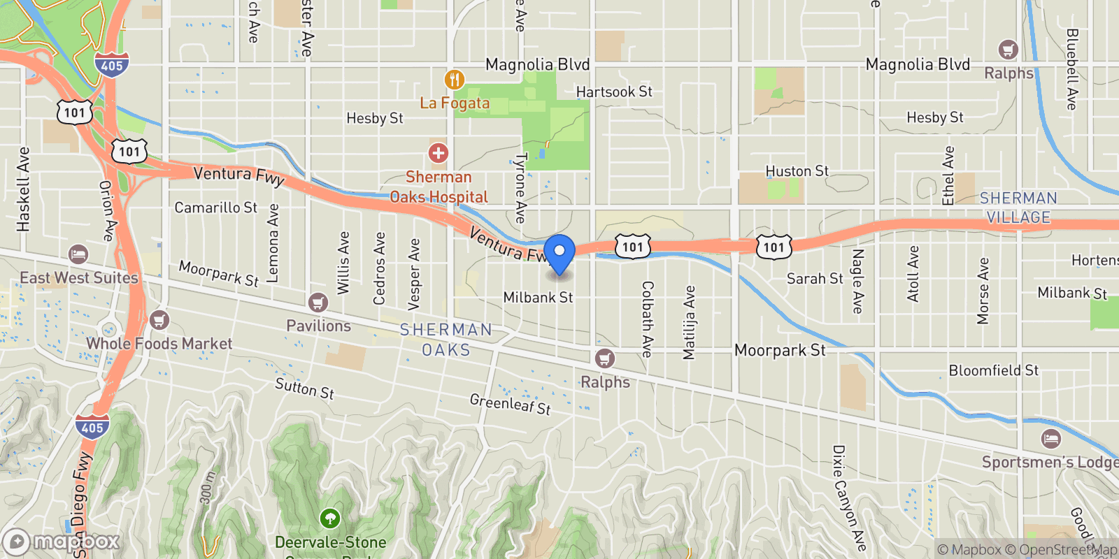 Map showing 4532 Calhoun Avenue, Los Angeles, California, United States.