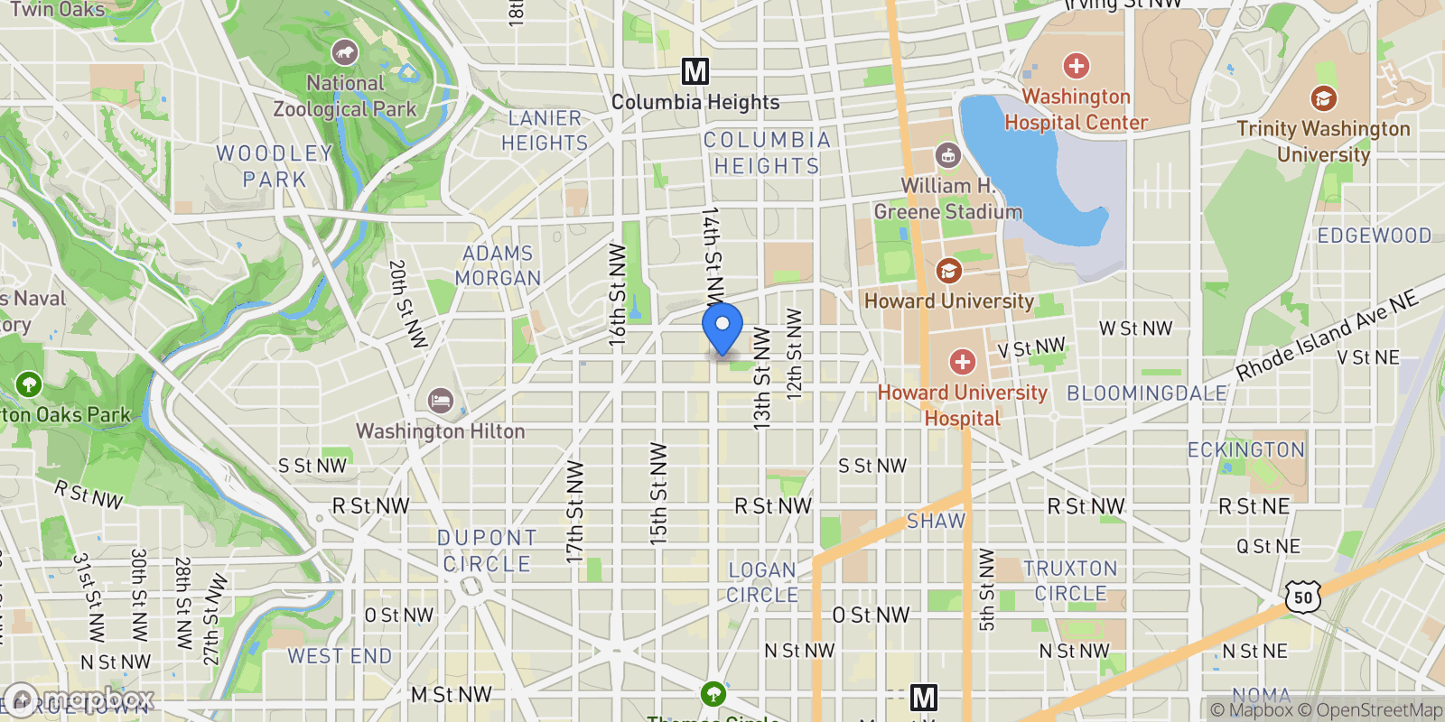 Map showing 1390 V Street NW Unit# 303, Washington, DC 20009, Washington, District of Columbia, United States.
