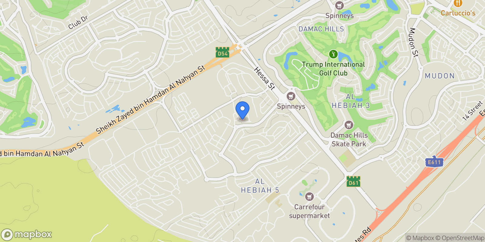 Map showing Dubai, Santorini, Dubai, Dubai, United Arab Emirates.