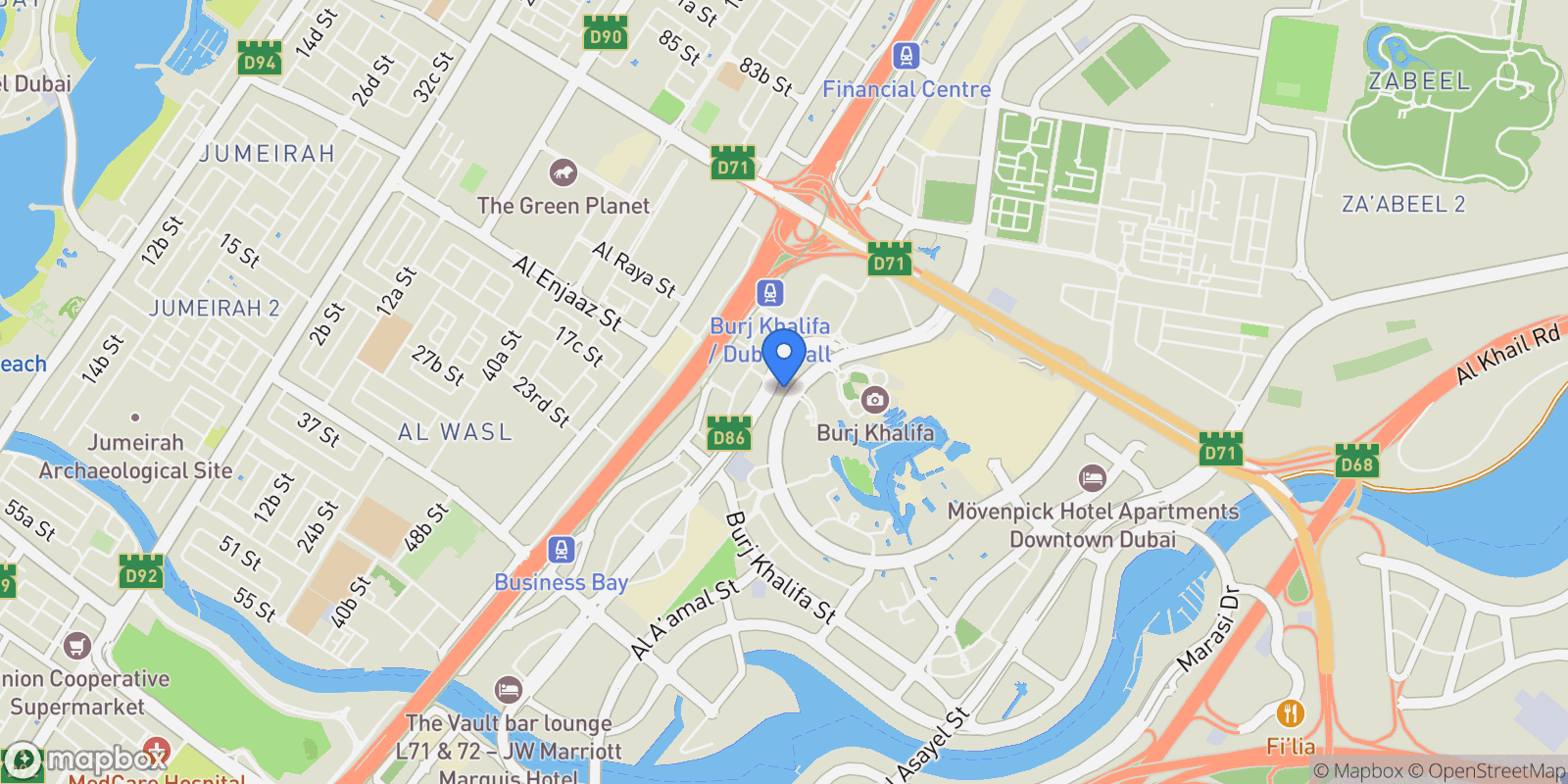 Map showing Dubai, The Lofts, Dubai, Dubai, United Arab Emirates.