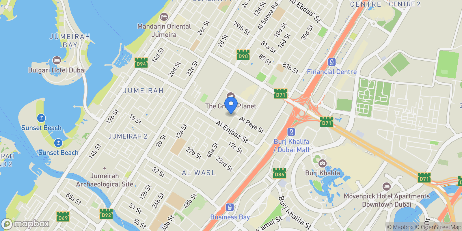 Map showing Dubai, Central Park at City Walk, Dubai, Dubai, United Arab Emirates.