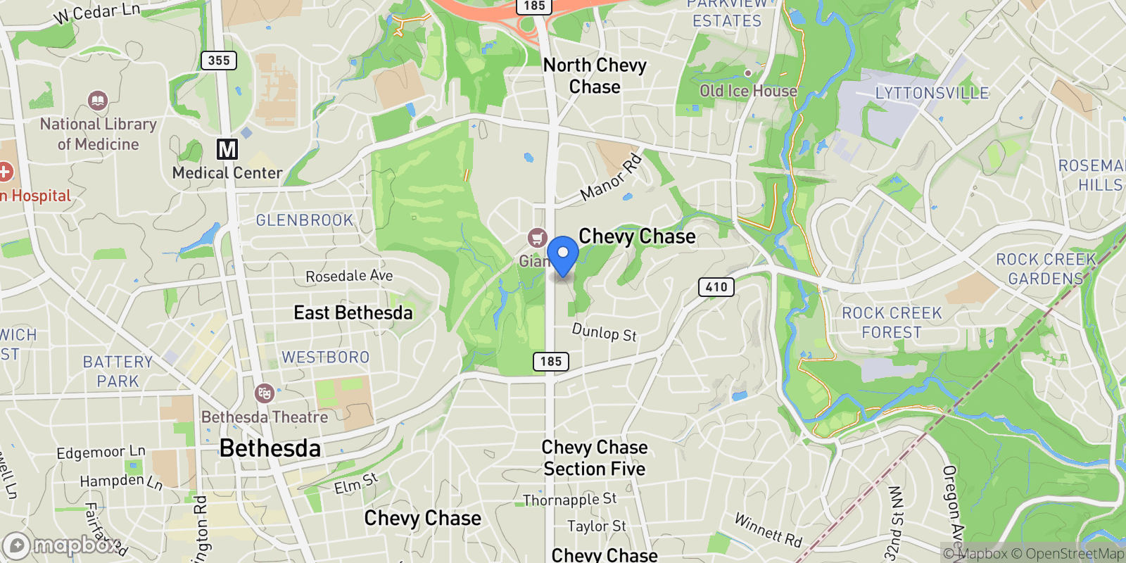 Map showing 8101 Connecticut Avenue Unit# N109, Chevy Chase, MD 20815, Chevy Chase, Maryland, United States.