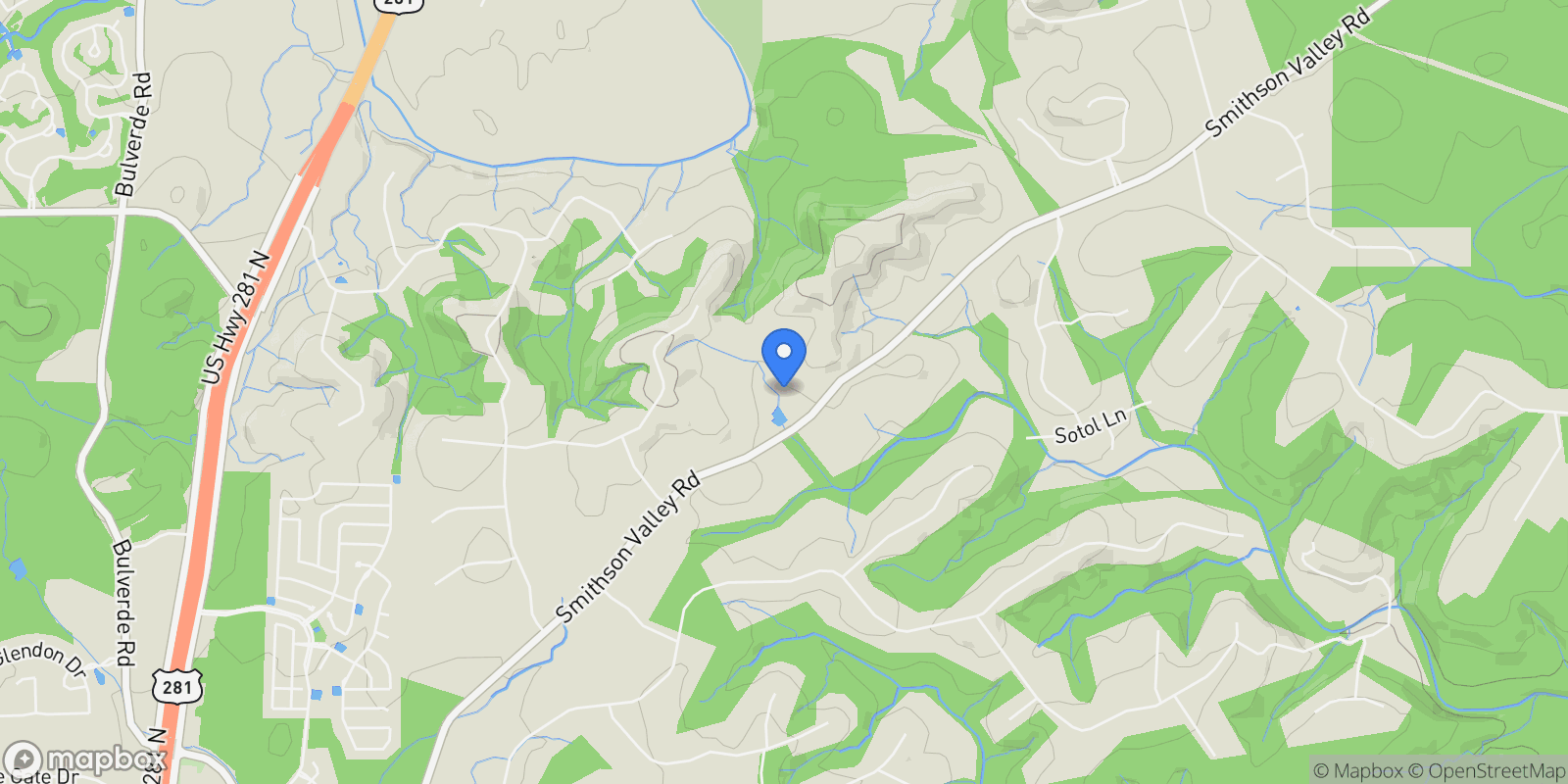 Map showing 27481 Smithson Valley Road , San Antonio, TX 78261, San Antonio, Texas, United States.