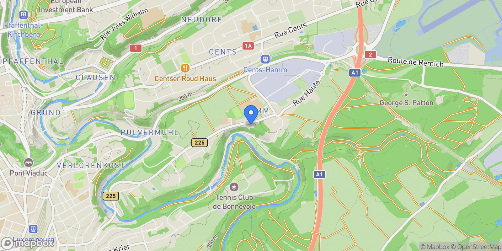Map showing Luxembourg, Luxembourg, Luxembourg.