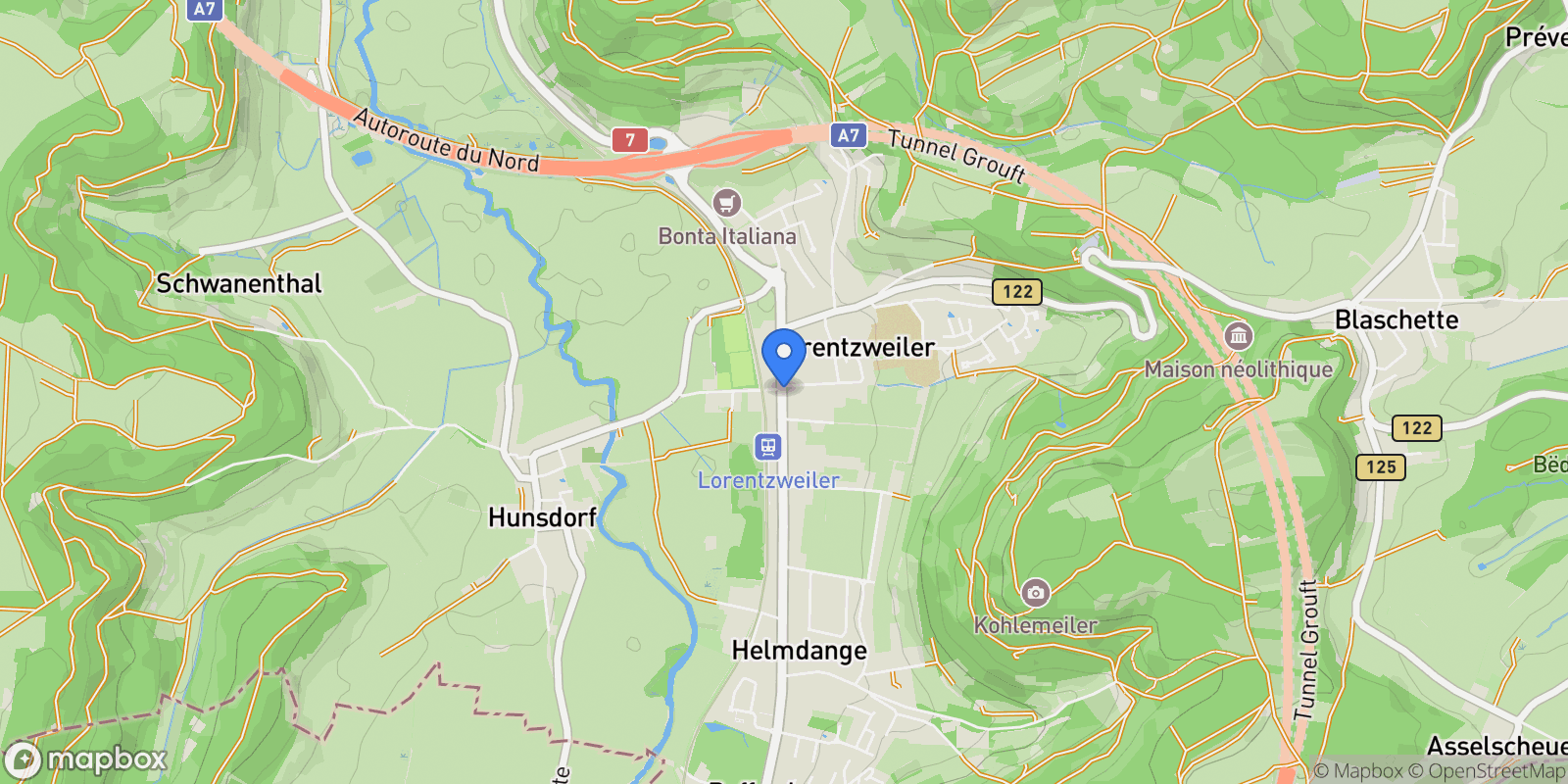 Map showing Lorentzweiler, Luxembourg District, Luxembourg.
