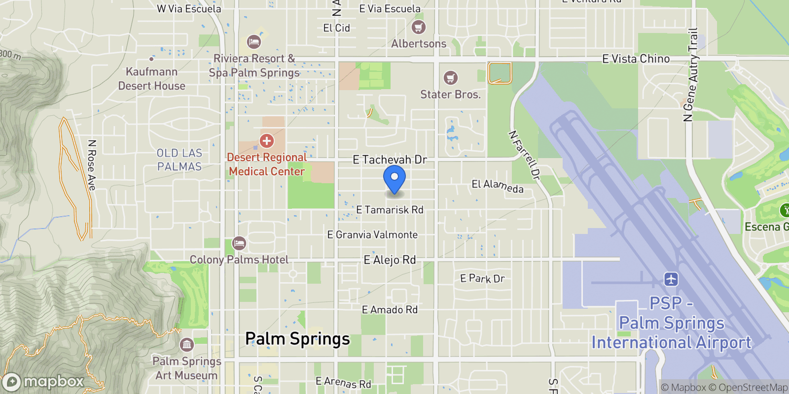 Map showing 1272 E Verbena Drive, Palm Springs, California, United States.