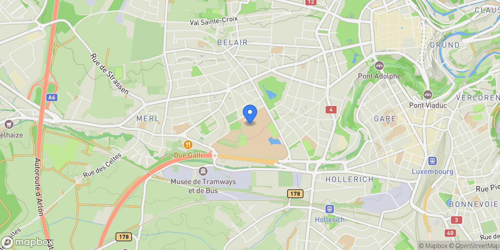 Map showing Luxembourg, Luxembourg, Luxembourg.