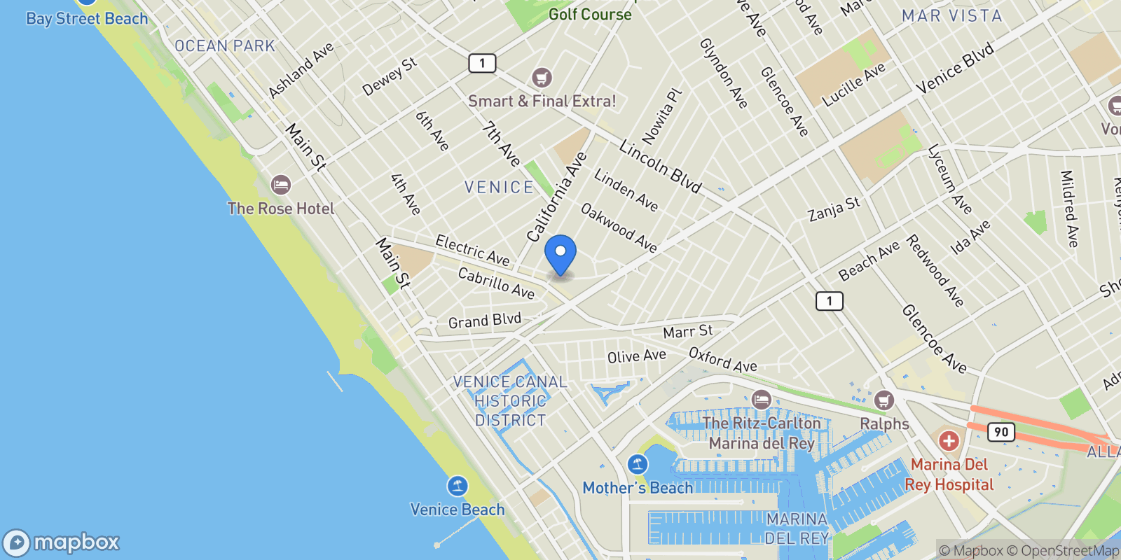 Map showing 1620 Electric Avenue, Los Angeles, California, United States.