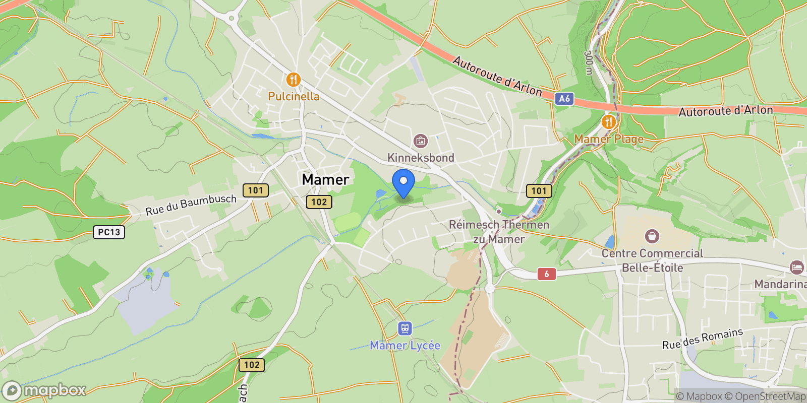 Map showing Mamer, Luxembourg District, Luxembourg.