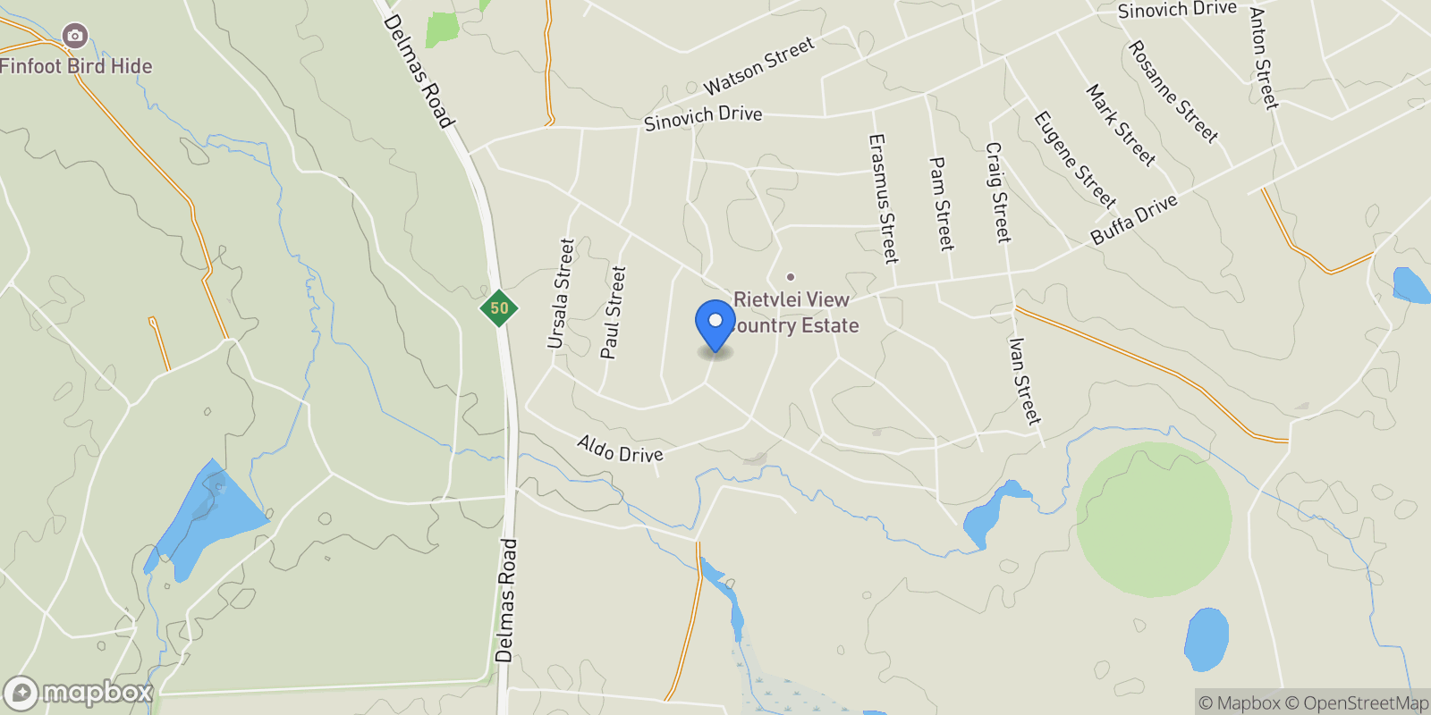 Map showing 713 Ilona Street,
Rietvlei View Country Estates,
Pretoria,
Gauteng, Pretoria, Gauteng, South Africa.