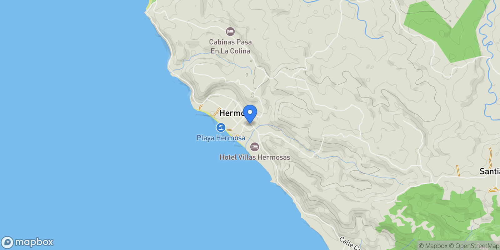 Map showing MR86+QCV, Hermosa Beach Access Rd, Puntarenas Province, Puntarenas, Costa Rica, Puntarenas, Costa Rica.