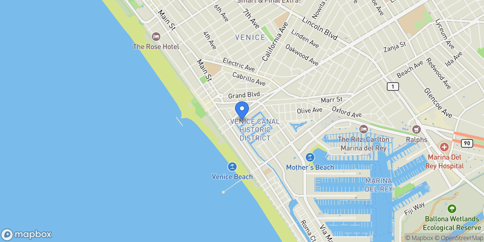 Map showing 302 S Venice Boulevard, Los Angeles, California, United States.