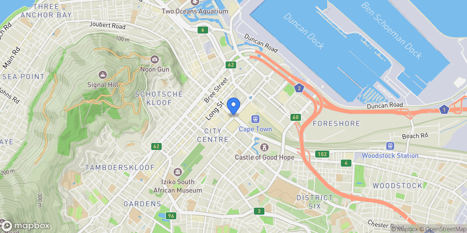 Map showing Cape Town, Western Cape, South Africa.