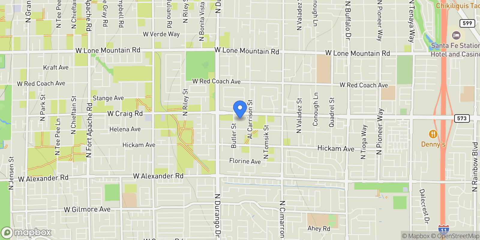 Map showing 8275 W Craig Road, Las Vegas, Nevada, United States.